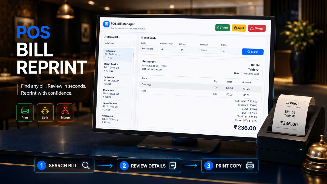 Restaurant KOT order screen