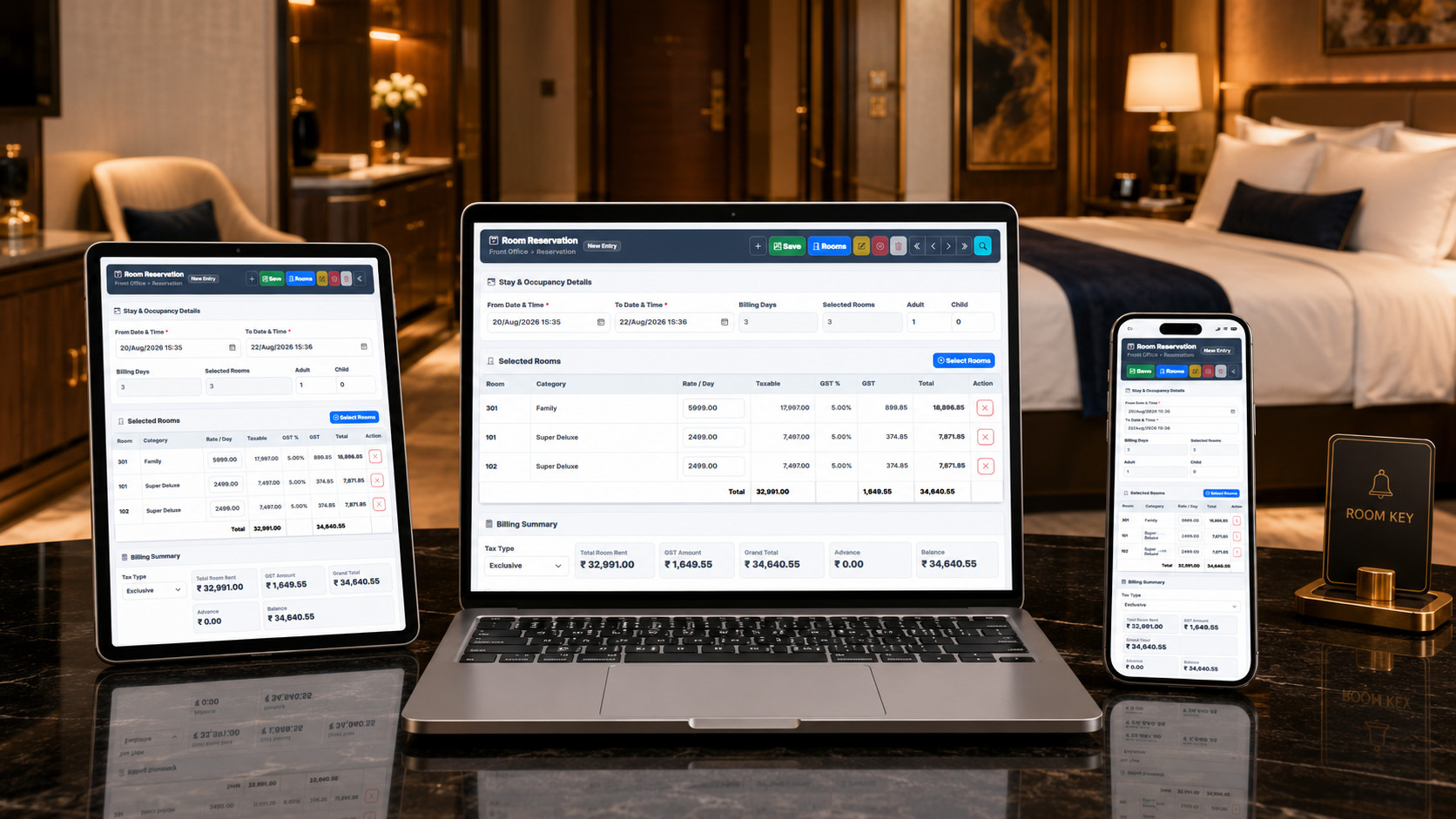 Room reservation screen